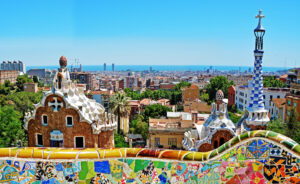 Park Guell by architect Antoni Gaudi in Barcelona, Spain